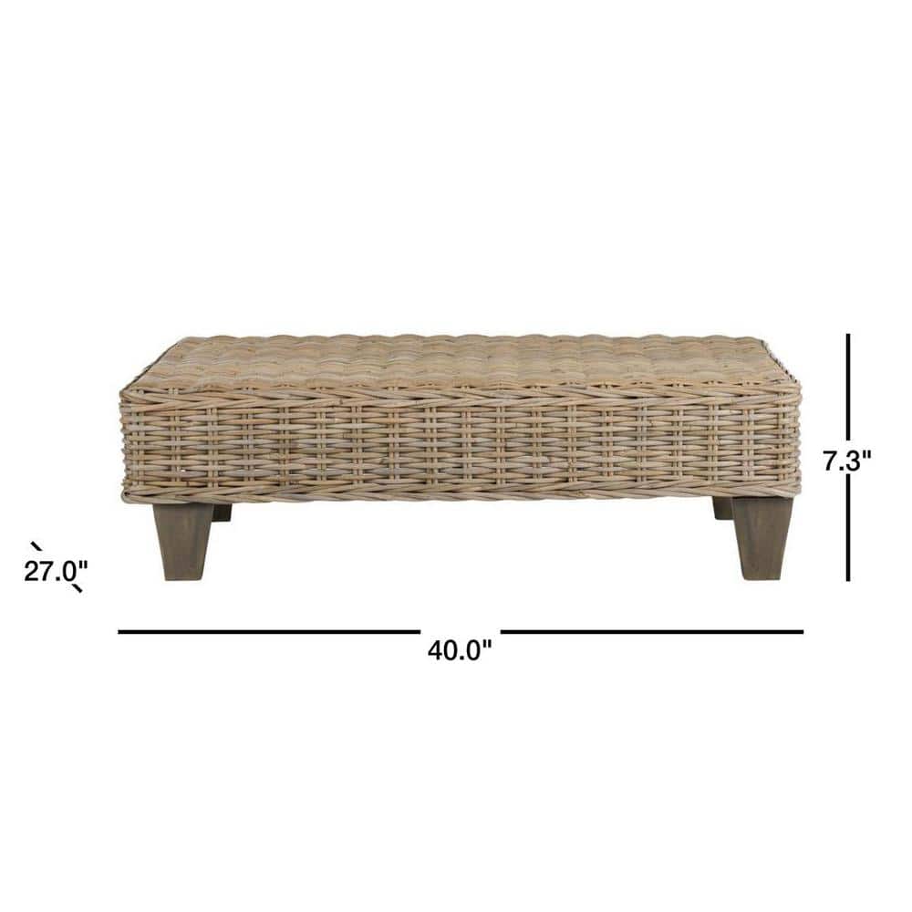 Leary 40'' Transitional Natural Wicker and Mango Wood Bench