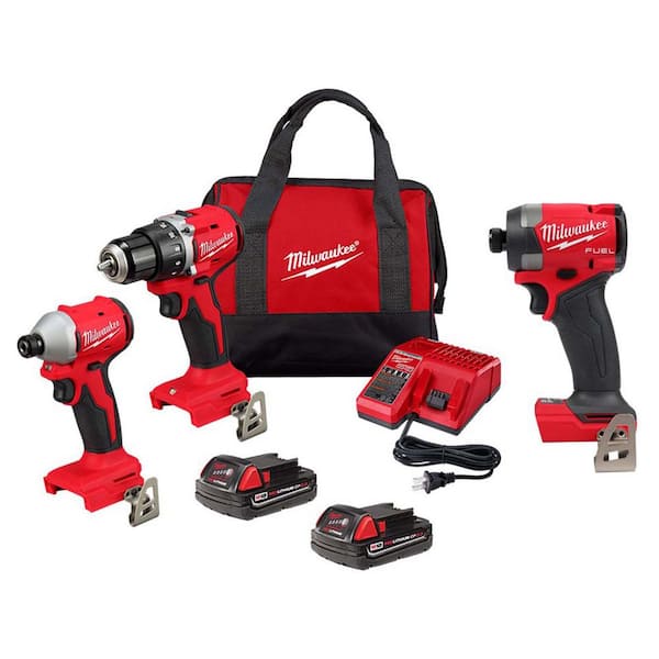 M18 FUEL 18V Lith-Ion Cordless Hammer Drill & Impact Driver Combo Kit (3-Tool) w/ 2 Batteries & 1/4 in. Impact Driver