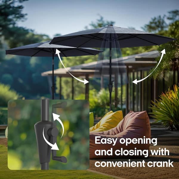 junk yard patio umbrellas JONATHAN Y Holds approximately 120 lbs of wet sand for foundational stability Above - OneClick 2 9