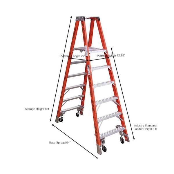 Fiberglass Platform Ladder - 6' Overall Height