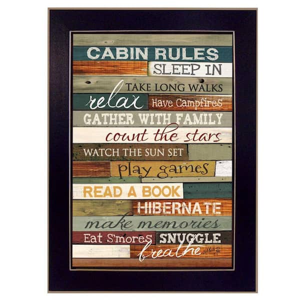 HomeRoots Cabin Rules by Unknown 1 Piece Framed Graphic Print Typography Art Print 10 in. x 14 in. .