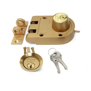 Bronze Laquer Double Cylinder Jimmy Proof Die Cast Deadbolt Lock with Flat Strike and 2 KW1 Keys