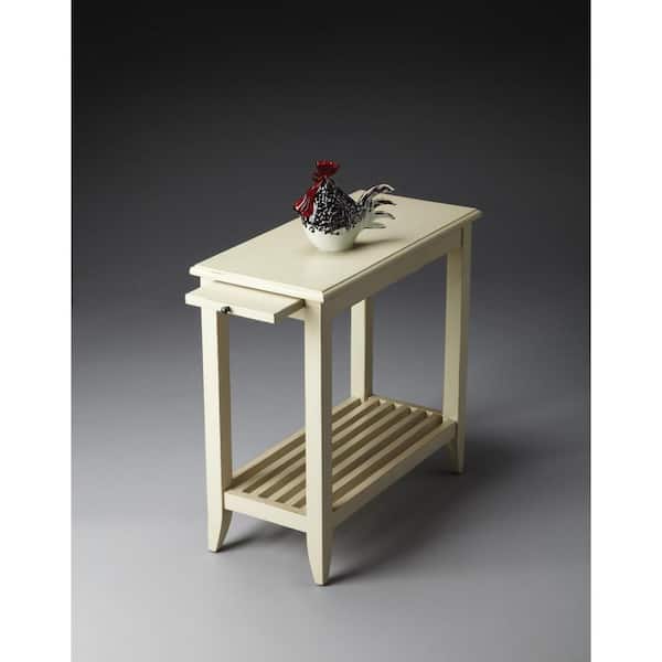 HomeRoots 12 in. White Rectangle MDF End Table
