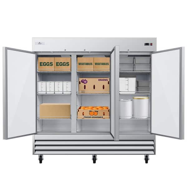 81 in. W 72 cu. ft. Three Door Commercial Refrigerator in Stainless Steel