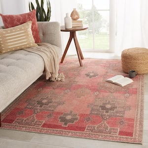 Faron Pink/Tan 7 ft. 6 in. x 9 ft. 6 in. Medallion Area Rug