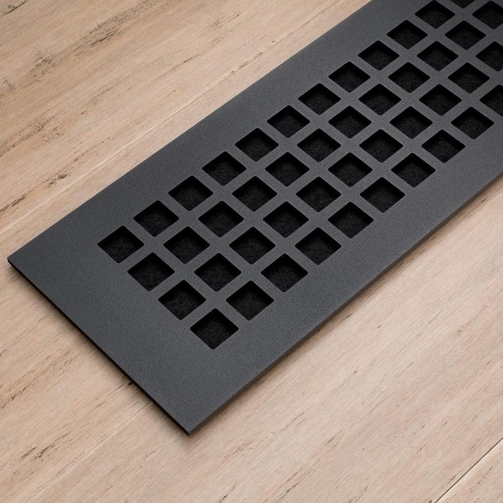 Black Aluminum 12" x 4" Floor Register Grille