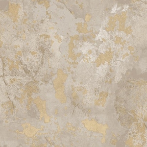 Italian Textures 2 Greige/Gold Distressed Texture Design Non-Pasted Vinyl Non-Woven Wallpaper Roll (Covers 57.75 sq.ft.)
