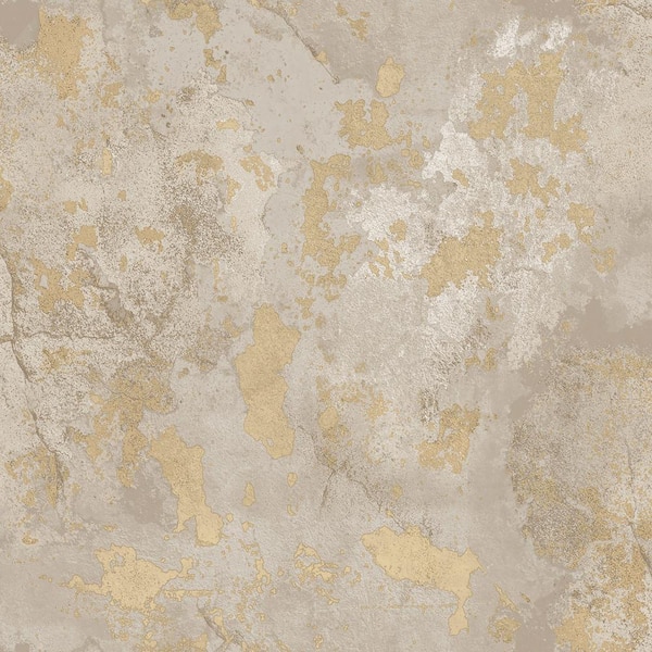 Unbranded Italian Textures 2 Greige/Gold Distressed Texture Design Non-Pasted Vinyl Non-Woven Wallpaper Sample