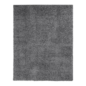 Shag Collection Dark Grey 5 ft. x 8 ft. Solid Shaggy Area Rug