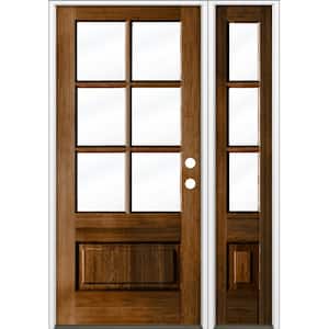 50 in. x 80 in. Farmhouse 3/4 LiteProvincial Stain Left-Hand/Inswing Douglas Fir Prehung Front Door Right Sidelite