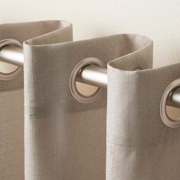 Loha Beige Solid Light Filtering Grommet Top Curtain, 54 in. W x 63 in. L (Set of 2)