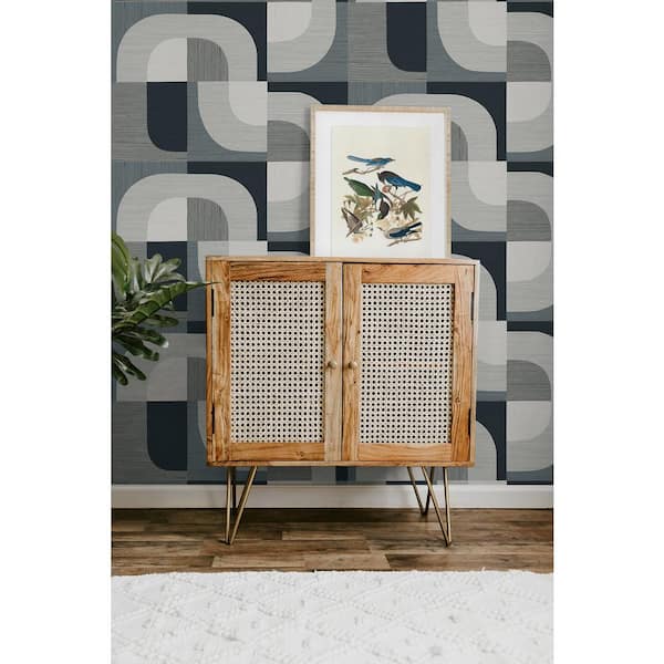 60.75 sq. ft. Blue Smoke Tampere Embossed Vinyl Unpasted Wallpaper Roll