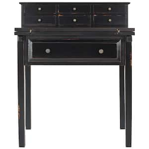 Abigail 30 in. Black 7-Drawer Wood Secretary Desk