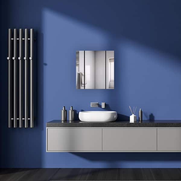 Aquadom Royale 40 in W x 36 in. H Rectangular Tri-View Medicine Cabinet with Mirror Defogger and 3X Removeable Magnifying Mirror
