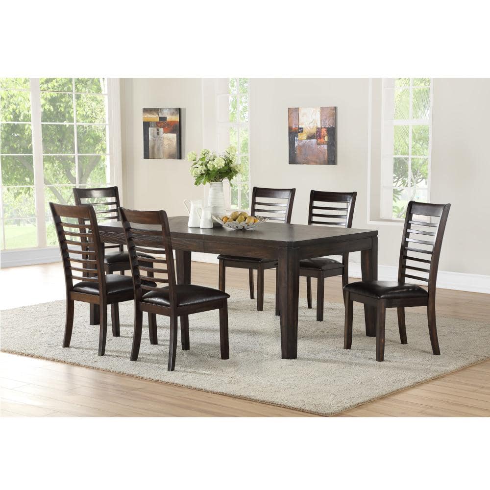 Espresso Extendable Wood Dining Table with Locking Leaf