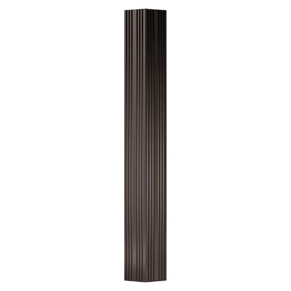 AFCO 8' x 3" Endura-Aluminum Column, Square Shaft (Load-Bearing), Non-Tapered, Fluted, Textured Brown