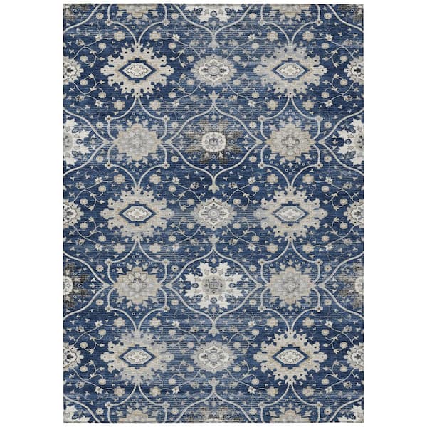 Chantille Machine Washable Indoor/Outdoor Abstract ACN3100 Navy 9 ft. x 12 ft. Area Rug