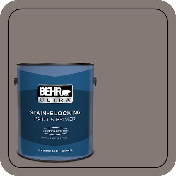 BEHR ULTRA 1 gal. #N140-5 Complex Gray Extra Durable Satin Enamel Interior Paint & Primer