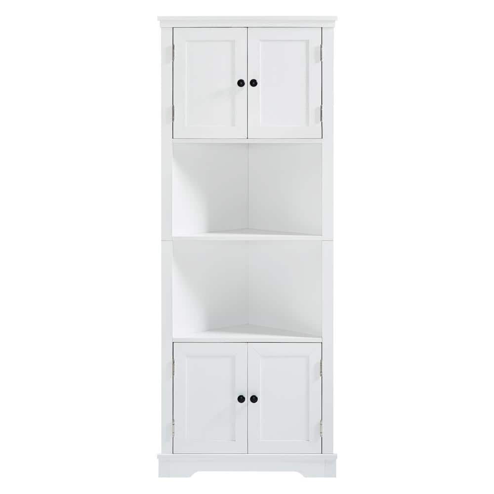 26 in. W x 19 in. D x 67 in. H White MDF Bathroom Storage Cabinet Linen Cab
