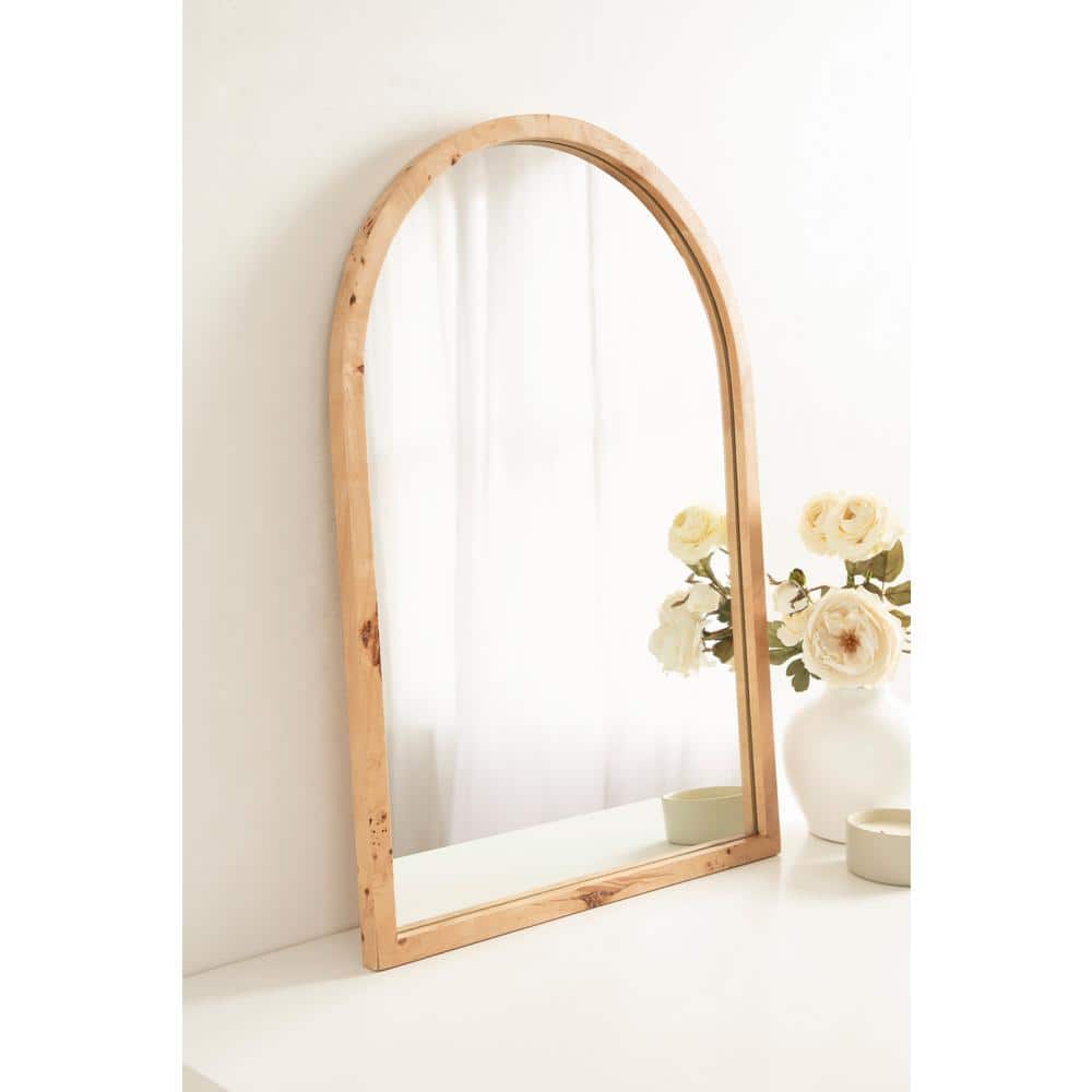 Natural Burlwood Arched Vanity Mirror, 22 x 32 Inch