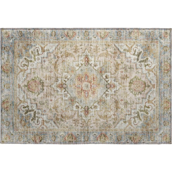 Mayfield Premium Machine Washable Abstract AMF2163 Beige 2 ft. x 3 ft. Accent Rug