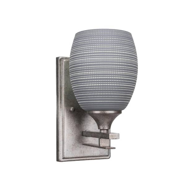 Unbranded Ontario 5.5 in. 1 Light Wall Sconce Aged Silver 5 in. Gray Matrix Glass Shade