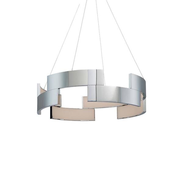 Trap 27 in. 560-Watt Equivalent Integrated LED Chrome Pendant with PC Shade