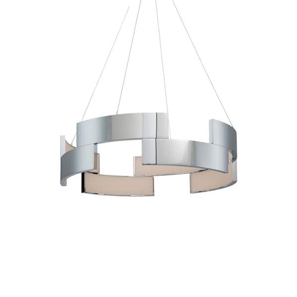 WAC Lighting Trap 27 in. 560-Watt Equivalent Integrated LED Chrome Pendant with PC Shade