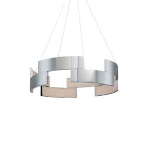Trap 27 in. 560-Watt Equivalent Integrated LED Chrome Pendant with PC Shade