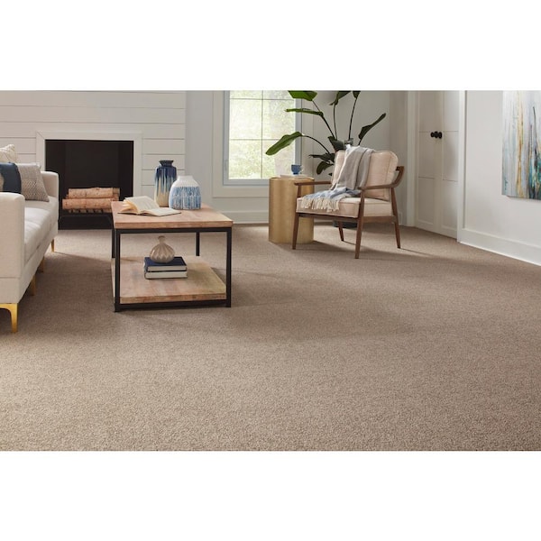Still in Love I Lifetime Beige 39 oz. Blend Texture Installed Carpet