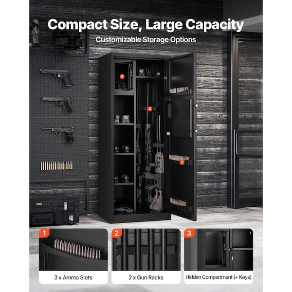 SKYSHALO 4-Gun Safe, Fireproof Long Gun Cabinet, 3-Ammo Slots, 2