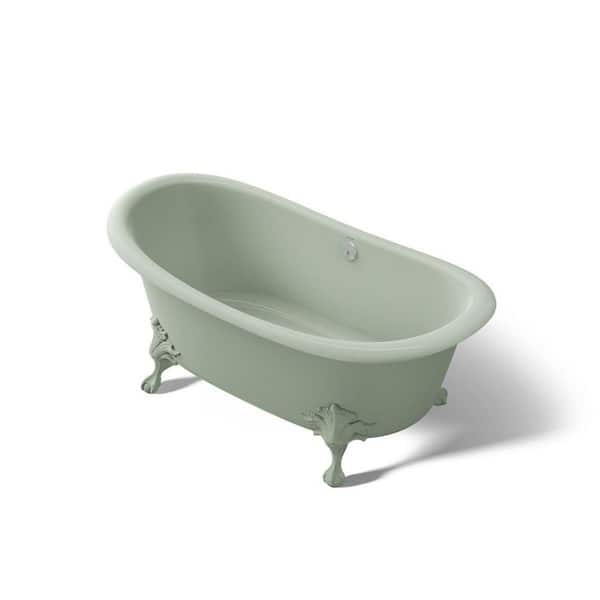Artifacts 66 in. x 33 in. Soaking Bathtub with Center Drain in Aspen Green