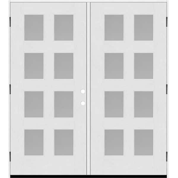 Regency 72 in. x 80 in. 8L Modern Clear Glass LHOS Unfinished Fiberglass Double Prehung Front Door with 4 in. Jamb