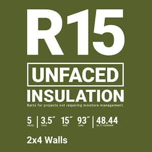 R-15 Pure Safety Unfaced Fiberglass Insulation Batt 15 in. x 93 in.