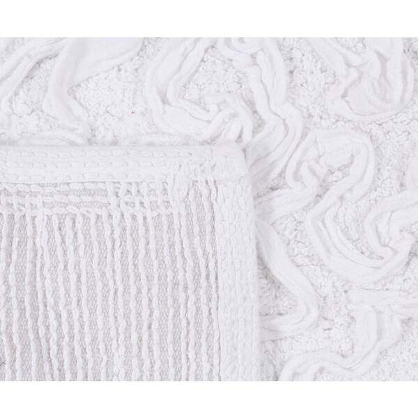 HOME WEAVERS INC Bell Flower Collection White 21 in. x 34 in. Cotton Bath  Rug BBE2134WH - The Home Depot