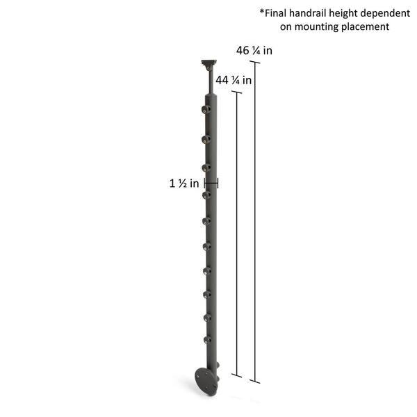 Dolle PA2ab 42 in. x 1-1/2 in Anthracite side mount post