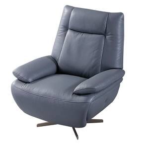 Gray Leather Accent Chair with Pillow Top Armrest