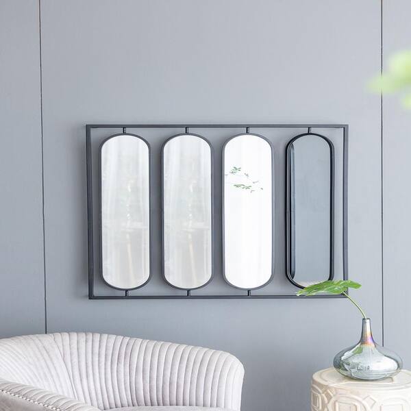 36 in. W x 36 in. H Large 4-Oval Wall Mirror with Black Square