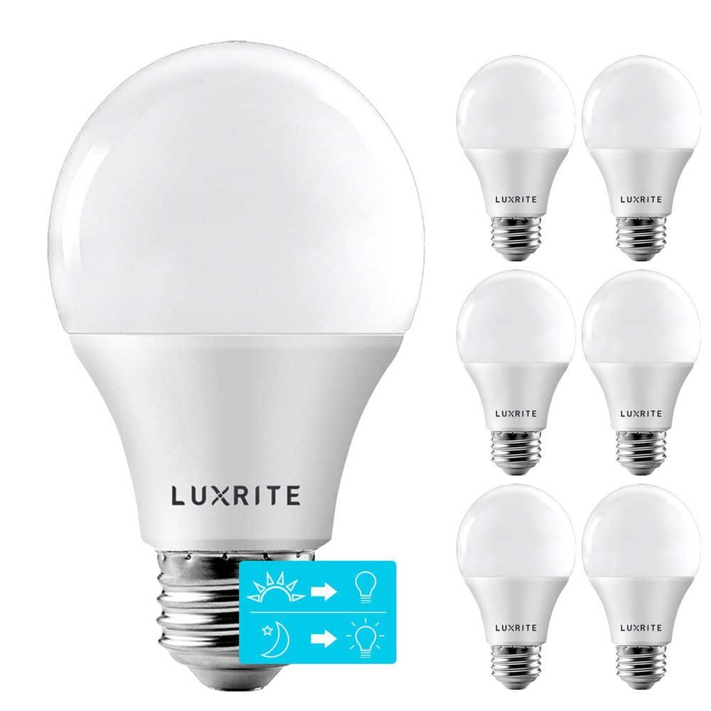 LUXRITE 60-Watt Equivalent A19 E26 Base Dusk to Down Sensor LED