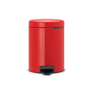 NewIcon 1.3 Gal. Passion Red Steel Step-On Trash Can