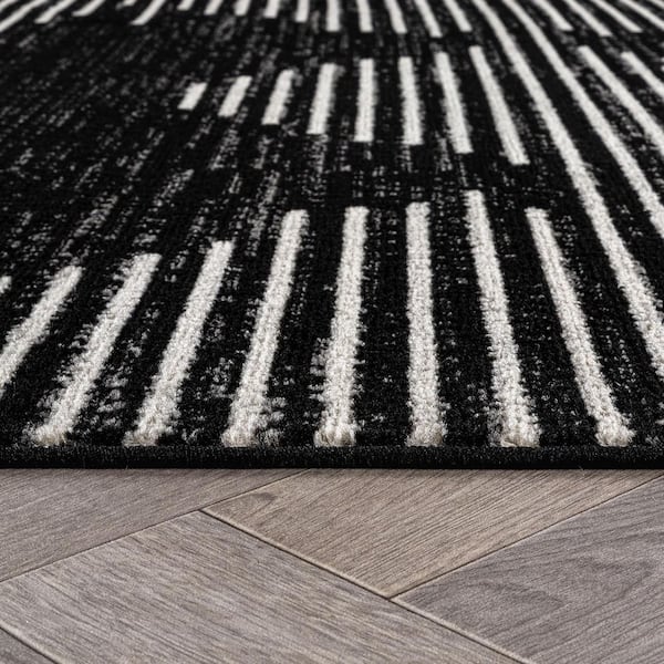 Modern Abstract Runner Rug for Living Room, Bedroom, or Entryway 2 ft. x 12 ft. Black
