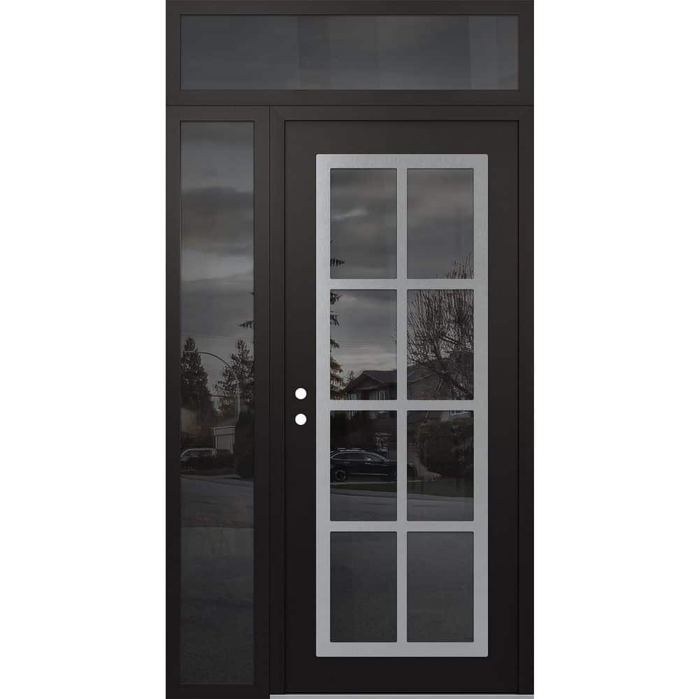 C16 50 in. x 96 in. Silver P Right-Hand/Inswing Mirrored Glass Black/Black Sidelite + Transom Steel Prehung Front Door price history on PriceWatchPro