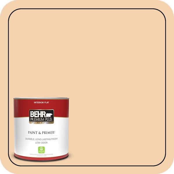 BEHR PREMIUM PLUS 1 qt. #PPL-42 Warm Apricot Flat Low Odor Interior Paint & Primer