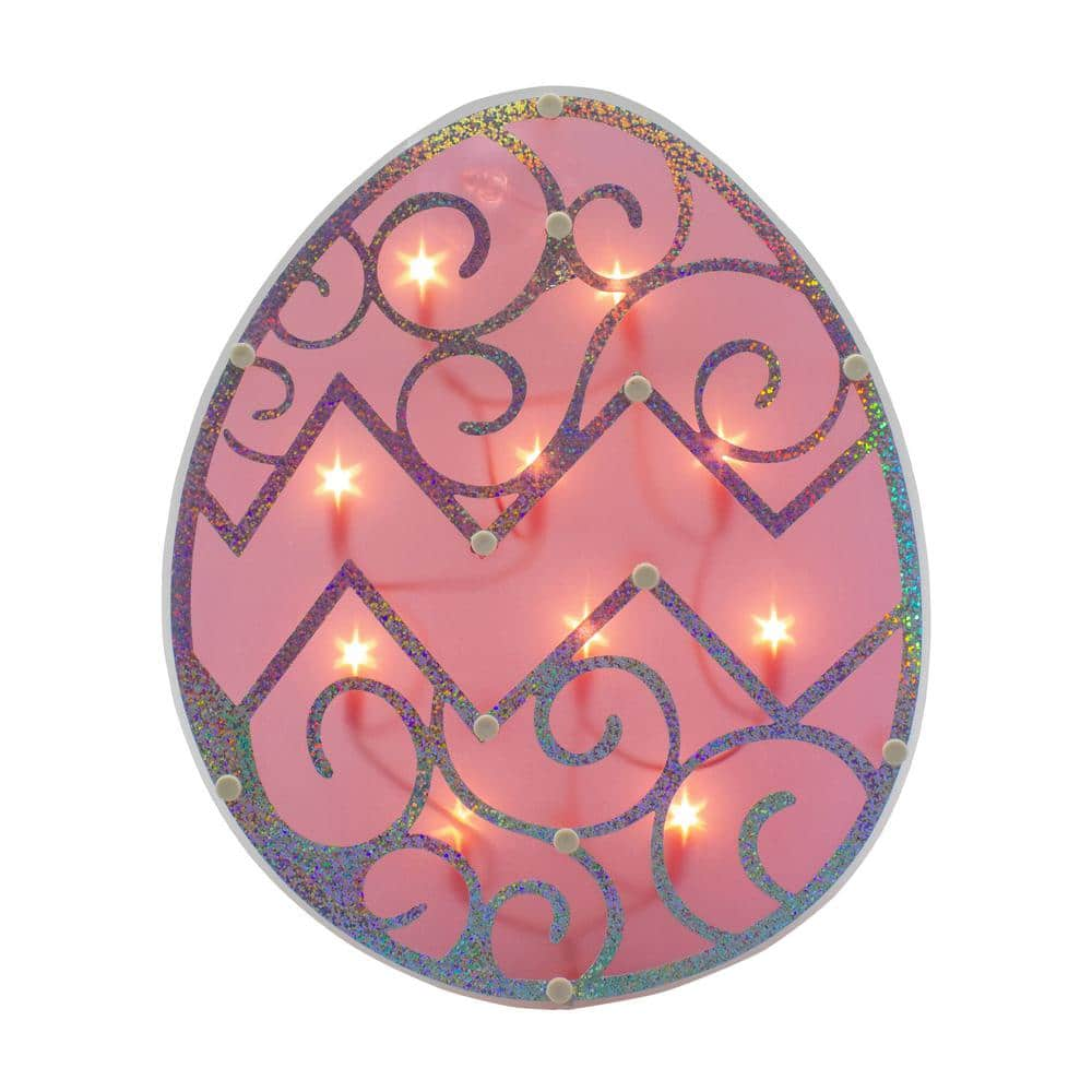 Northlight 12 in. Lighted Pink Easter Egg Window Silhouette Decoration