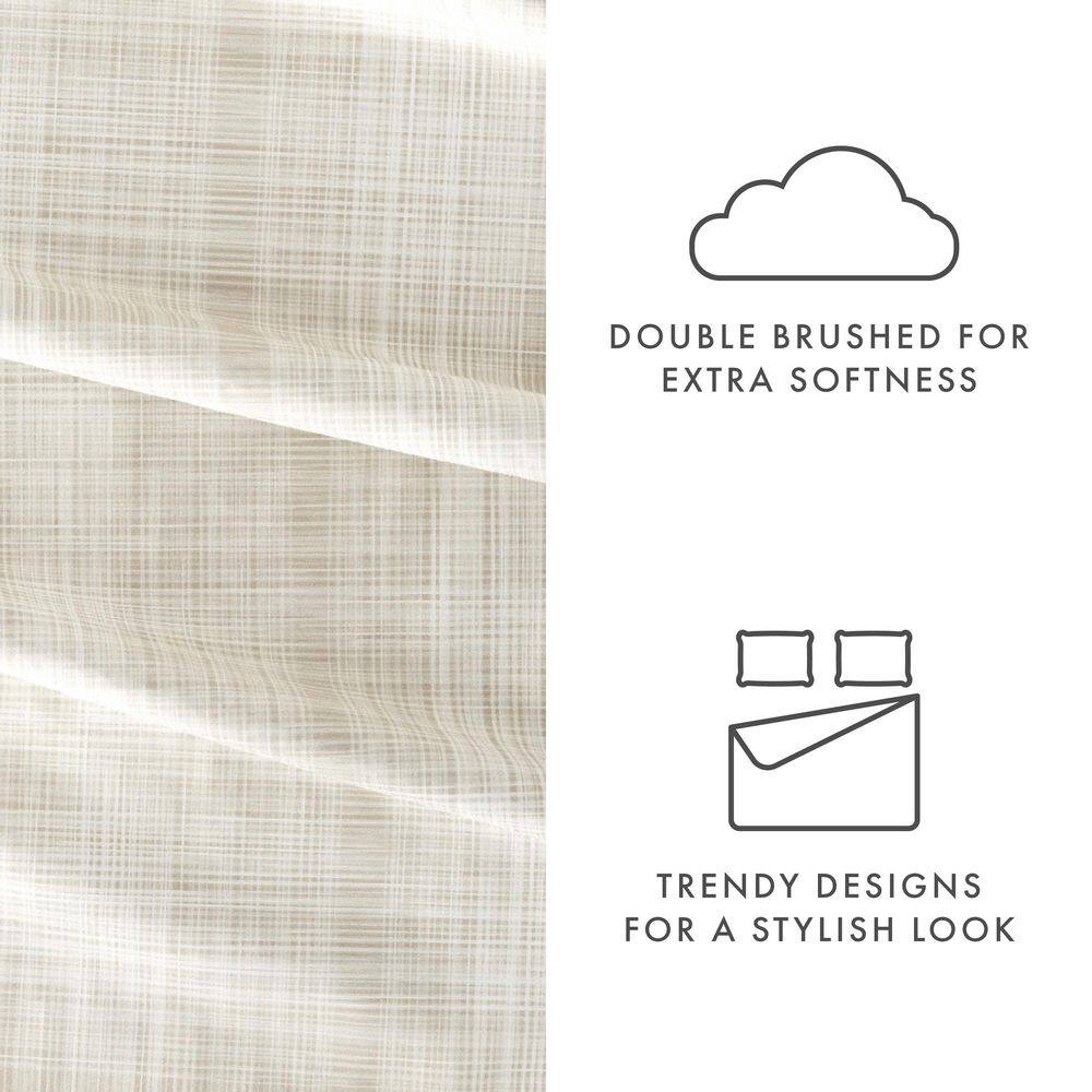 Ray Thatch Pattern Microfiber Queen Sheet Set in Light Beige