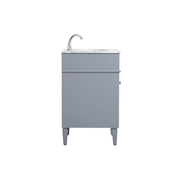 Timeless Home 21 in. W Single Bath Vanity in Grey with Marble Vanity Top in Carrara with White Basin