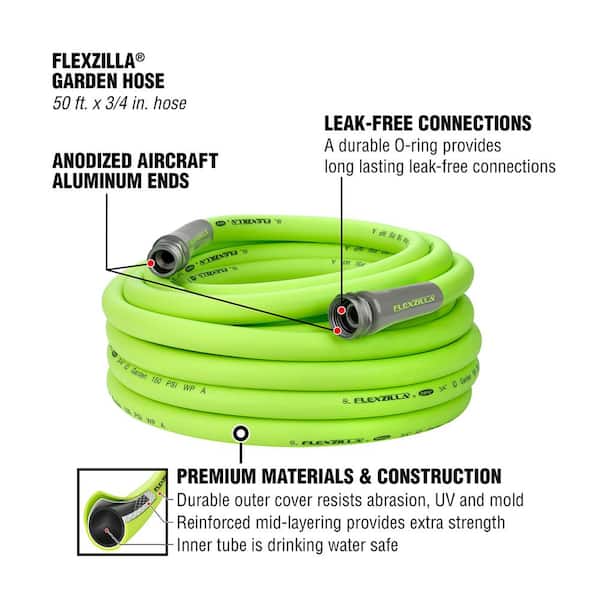 Flexzilla 3/4 in. x 50 ft. 3/4 in. ZillaGreen Garden Hose with 11