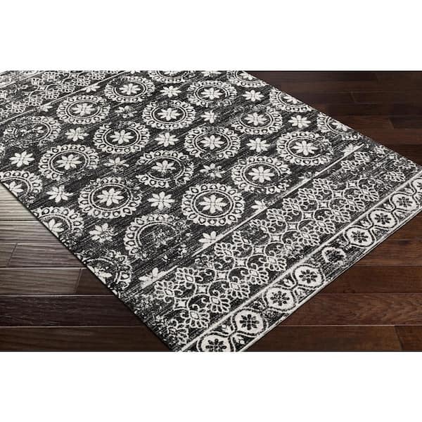 Prosper Black/White 5 ft. x 7 ft. Indoor Machine-Washable Area Rug