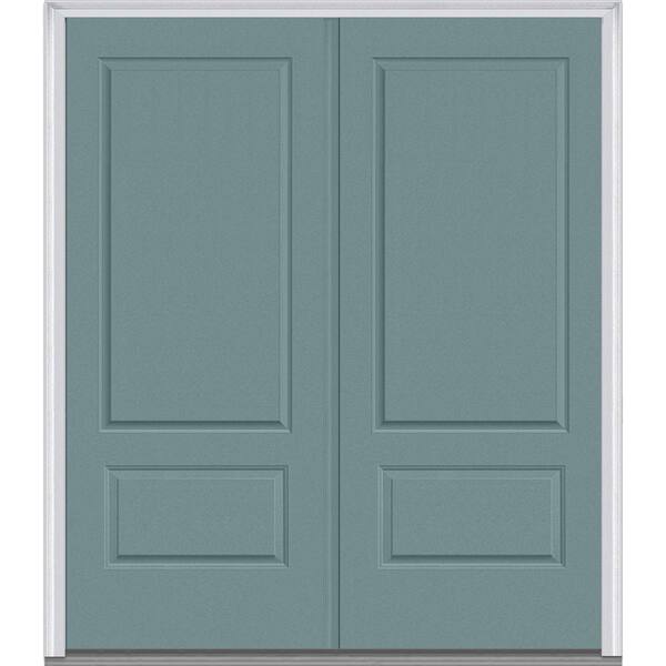MMI Door 72 in. x 80 in. Classic Left-Hand Inswing 2-Panel Painted Fiberglass Smooth Prehung Front Door with Brickmould