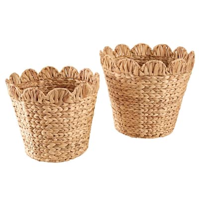 Scalloped Wicker Storage Baskets (Set of 2)